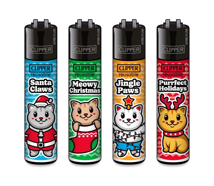 Clipper Feuerzeuge Meowy Catmas (4er Set), Neue Motive 2025
