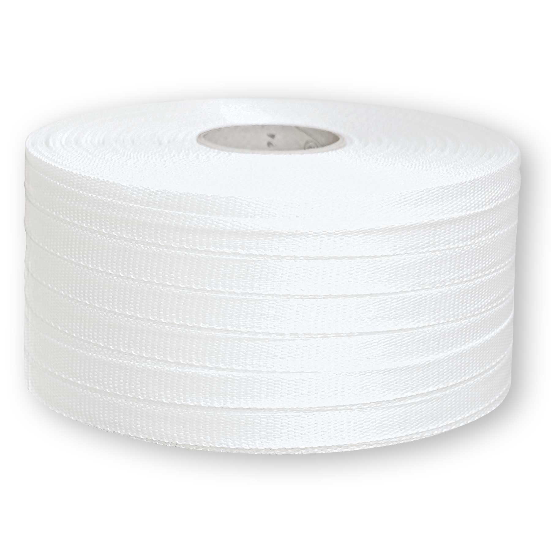 2 Rollen 16mm gewebtes Textilband | 450kg Bruchlast | 850m Bandlänge | Verzurrband für Ladungssicherung und als wetterfestes Textil Bündelband als Alternative zum Zurrgurt/Spanngurt