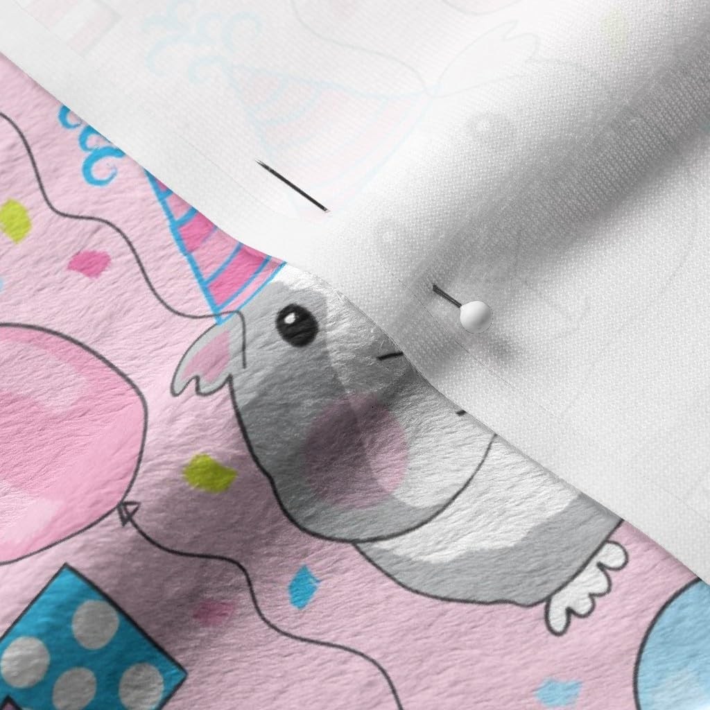 Spoonflower Fabric - Birthday Party Guinea Pigs Pink Celebration Balloons Cute Pig Presents Printed on Minky Fabric by The Yard - Sewing Baby Blankets Quilt Backing Plush