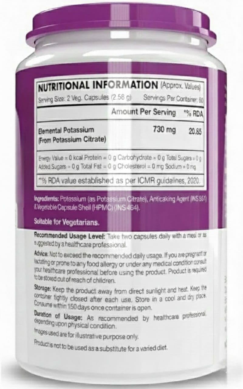 Nutrition Potassium Citrate -120 Vegetable Capsules