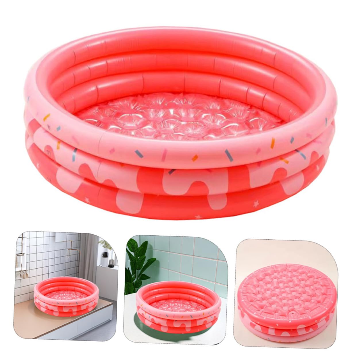 Grueso PVC Piscina Inflable Redonda Rosa de Niños
