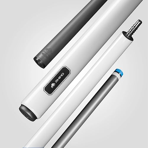 Taco de billar RHINO LUMINAX - Junta de 38-8 - Eje de fibra de carbono, diámetro de punta de 12,5 mm, diseño Pro Taper, empuñadura de billar