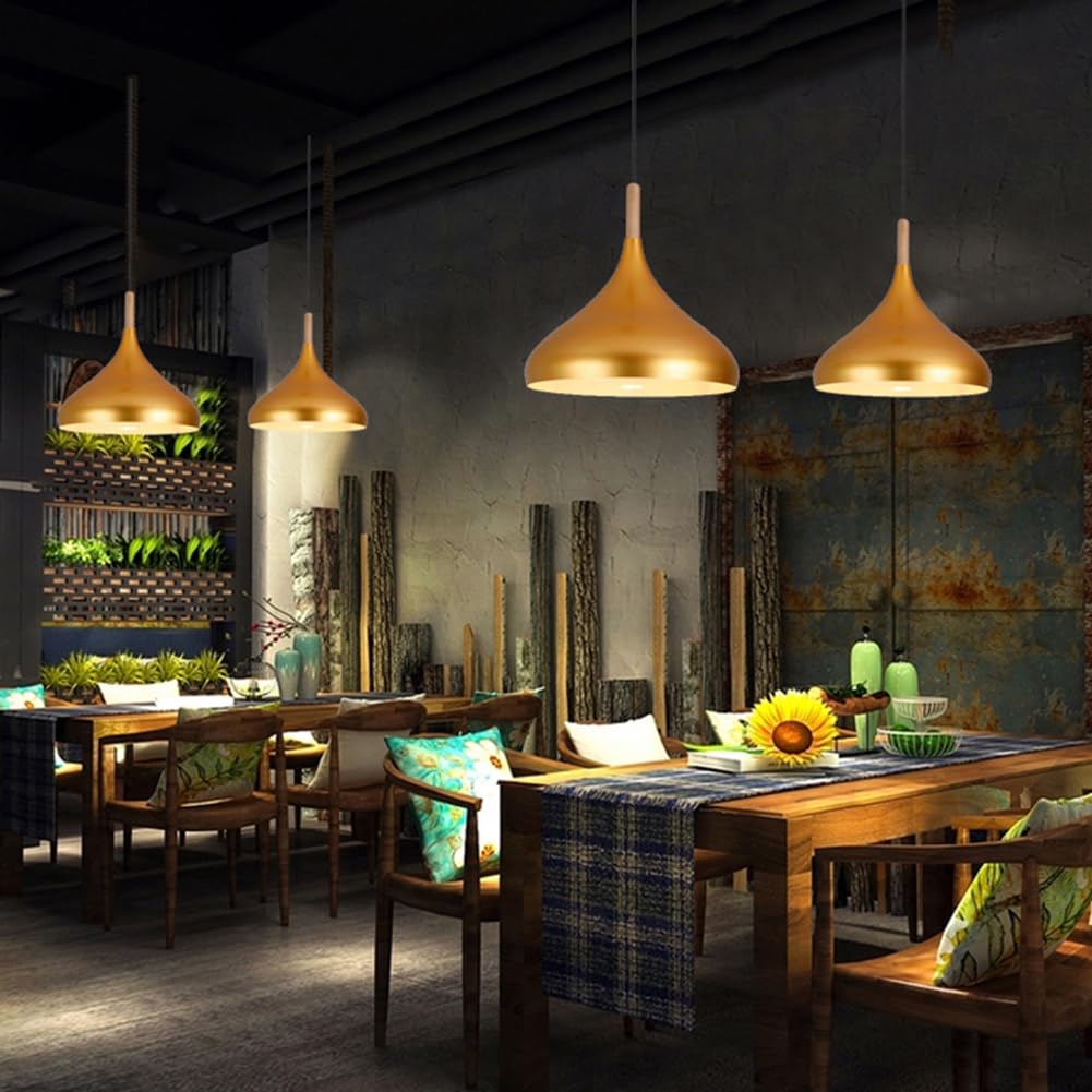 Suspension créative en bois et métal coloré, luminaire suspendu moderne de style nordique, lampe suspendue rustique simple de style ferme, éclairage suspendu rétro simple pour îlot de cuisine ou table
