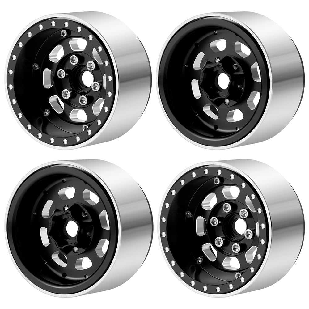 4 Stück 1.9 Beadlock Felgen Schwarz für SCX10 TRX4 1/10