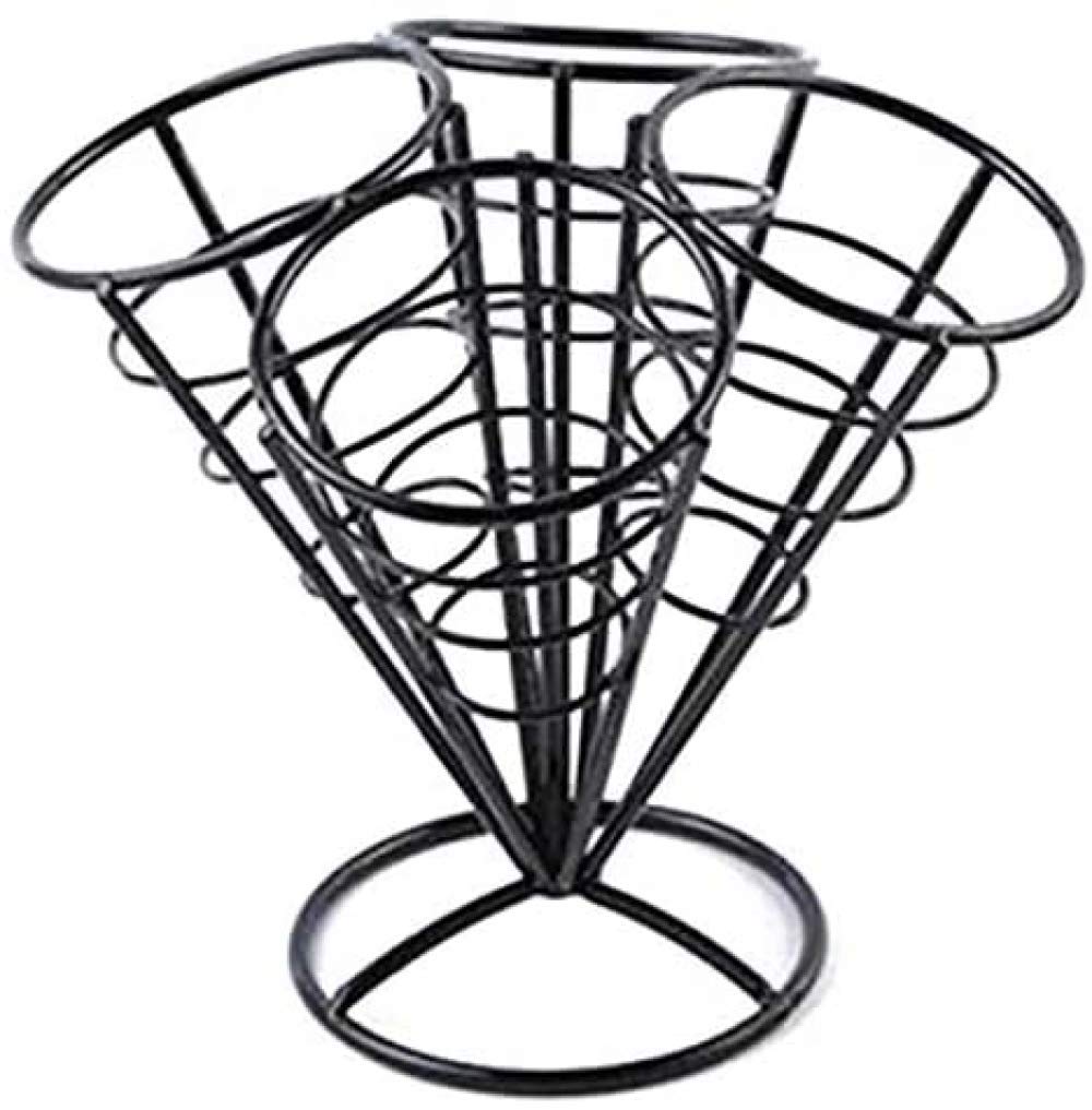 Espositore 4 in 1 Supporto per cestino per frittura francese Supporto per cestello in ferro nero Forma gelato Ripiani per alimenti Ciotola Cucina Porta snack