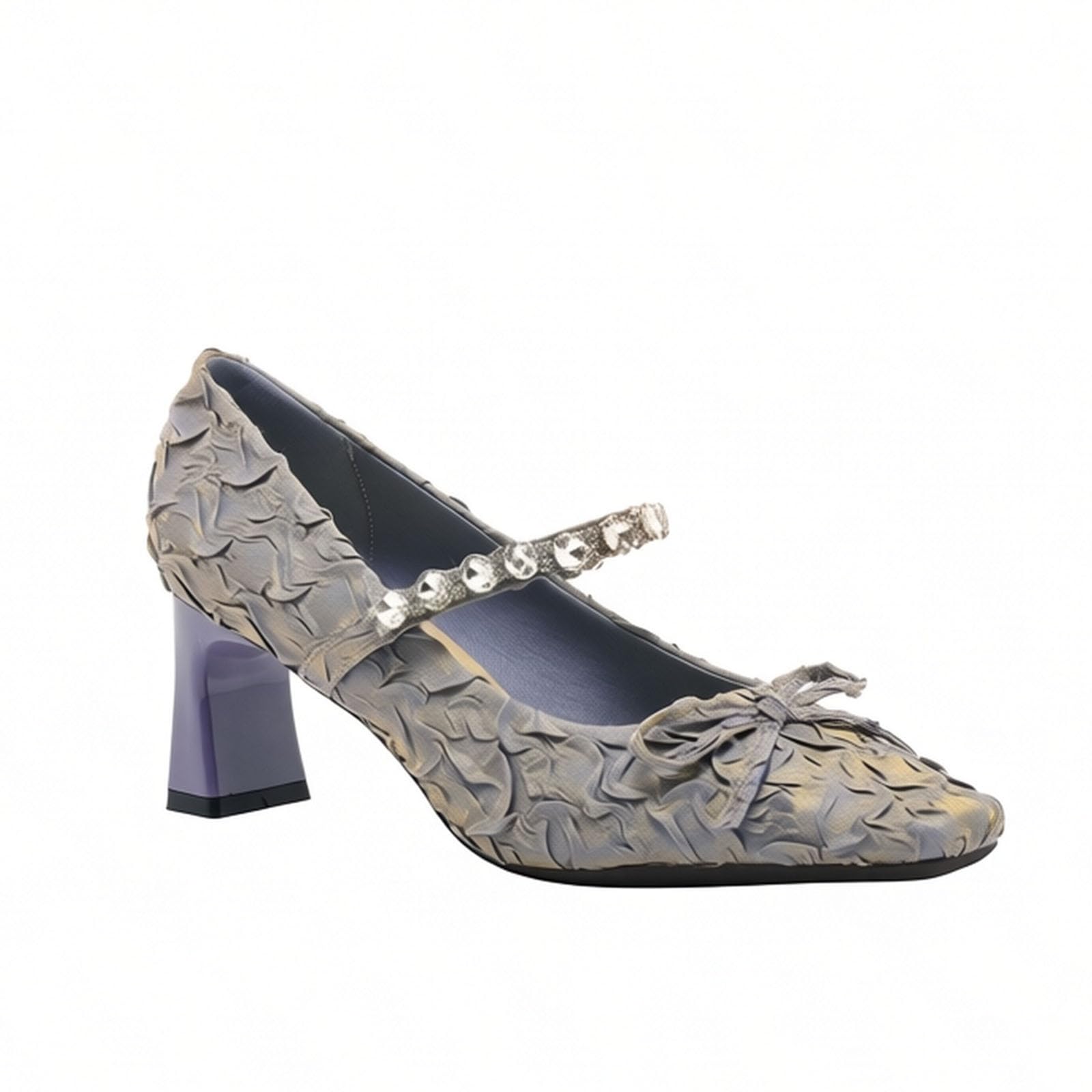 Zapatos de tacón Alto de Mujer Pliegues Strass Lazo Correas 6CM Elegantes