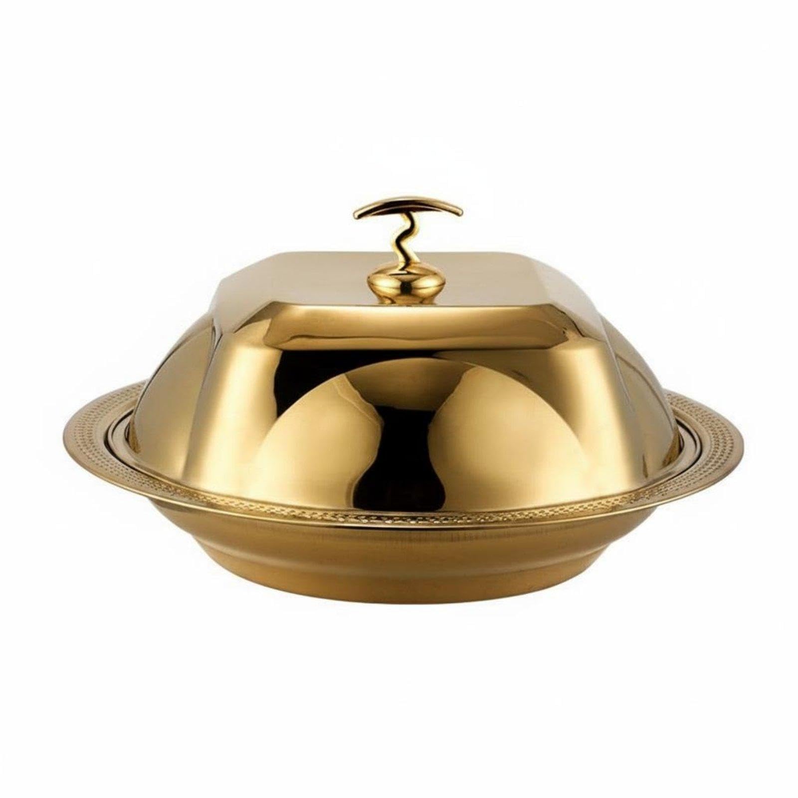 Gold Stainless Steel Food Dome Rust Resistant Food Dome Cover Heat Retaining Round Tray Cover for Restaurant, Buffet, Catering Gold 48CM-image-36