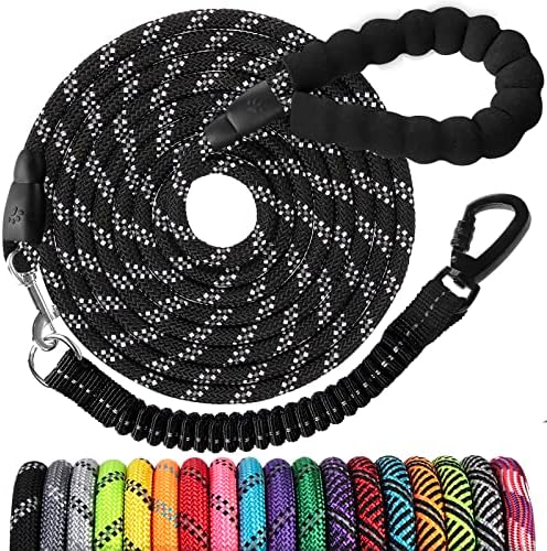 Dog Leash - 3/4/5/6/10/15/20/30/50/100/150FT Heavy Duty Leash with Swivel Lockable Hook and,Reflective Threads Bungee Dog Leash Comfortable Padded Handle for Walking for Small Medium Large Dog