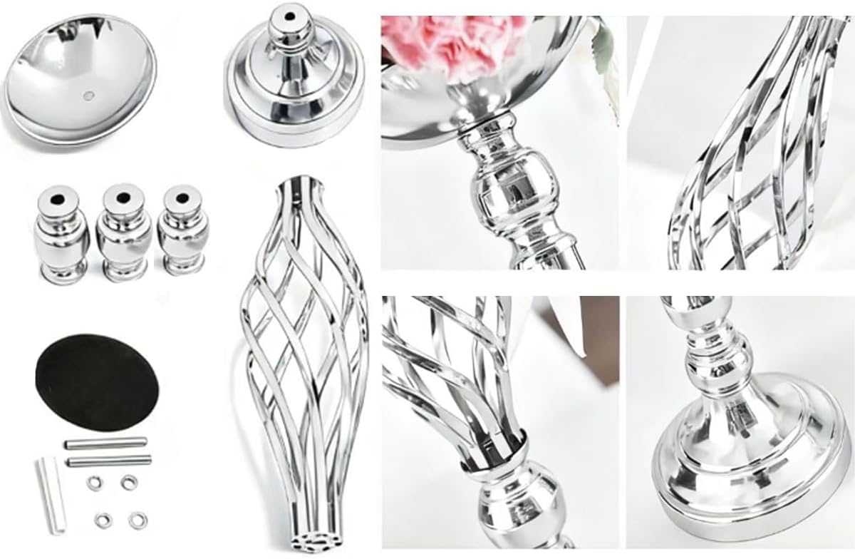 2 Pcs Silver 23in Metal Flower Arrangement Stand for Wedding Home Decor.Vases Centerpieces for Table,Party Reception Birthday Hotel Decor(Large)