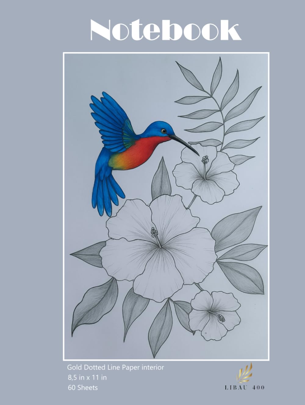 Notebook "Hummingbird", Wide Ruled with Gold Color tone dots. Large Size: 8,5 x 11 inches, 60 Sheets. Designed for Handwriting, Brainstorming, ... professionals, and creatives. Aesthetic Gift.      Hardcover – August 31, 2025