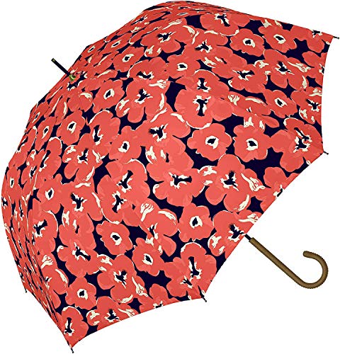 a.s.s.a 傘 レディース 長傘 ジャンプ かわいい ワンタッチ 58cm おしゃれ ブランド 雨傘 UVカット 超撥水加工 RJ (RJ226/RED)