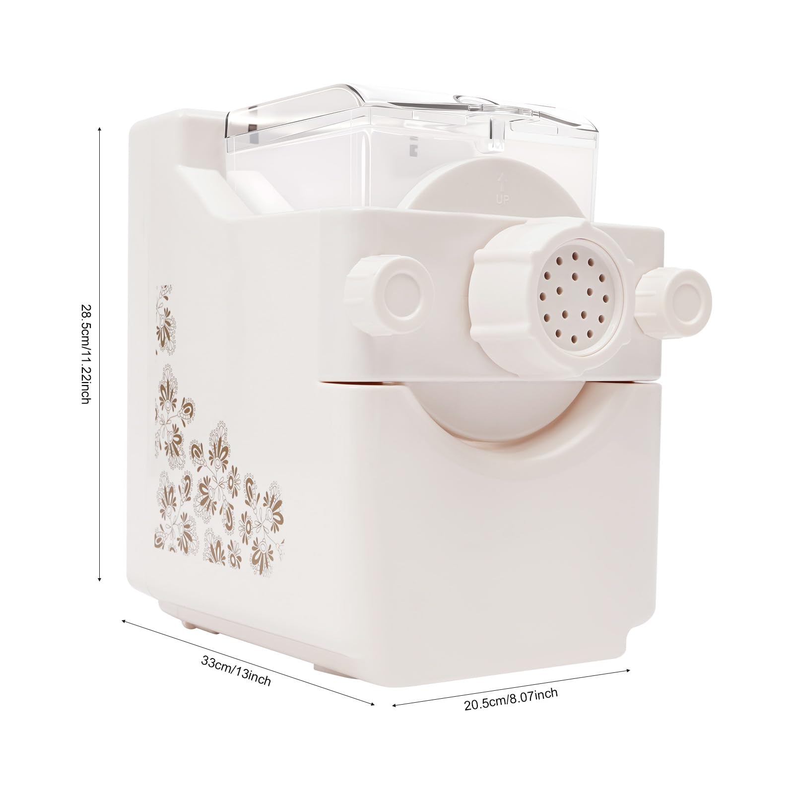Macchina per pasta elettrica da 180 W, con 9 dischi, 33 x 20,5 x 28,5 cm, porta di riempimento indipendente, macchina per pasta multifunzione, per pasta, spaghetti, fettuccine e penne