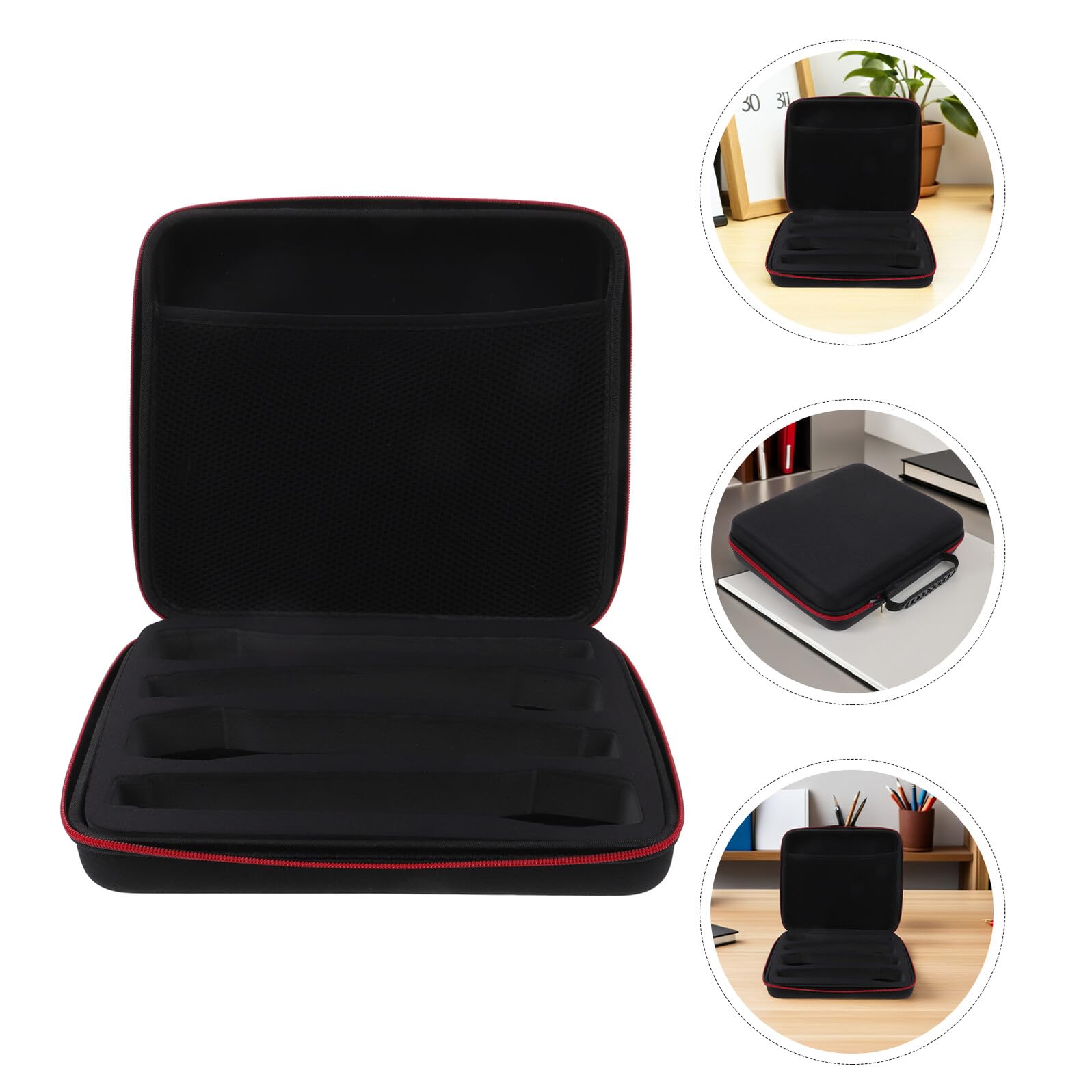 VANZACK Estuche Rígido para Micrófonos Inalámbricos 2 Unidades Tamaño 29X26X7 CM Material EVA Resistente a Impactos Bolsa de Viaje para 4 Micrófonos de Mano Adecuado para Uso en