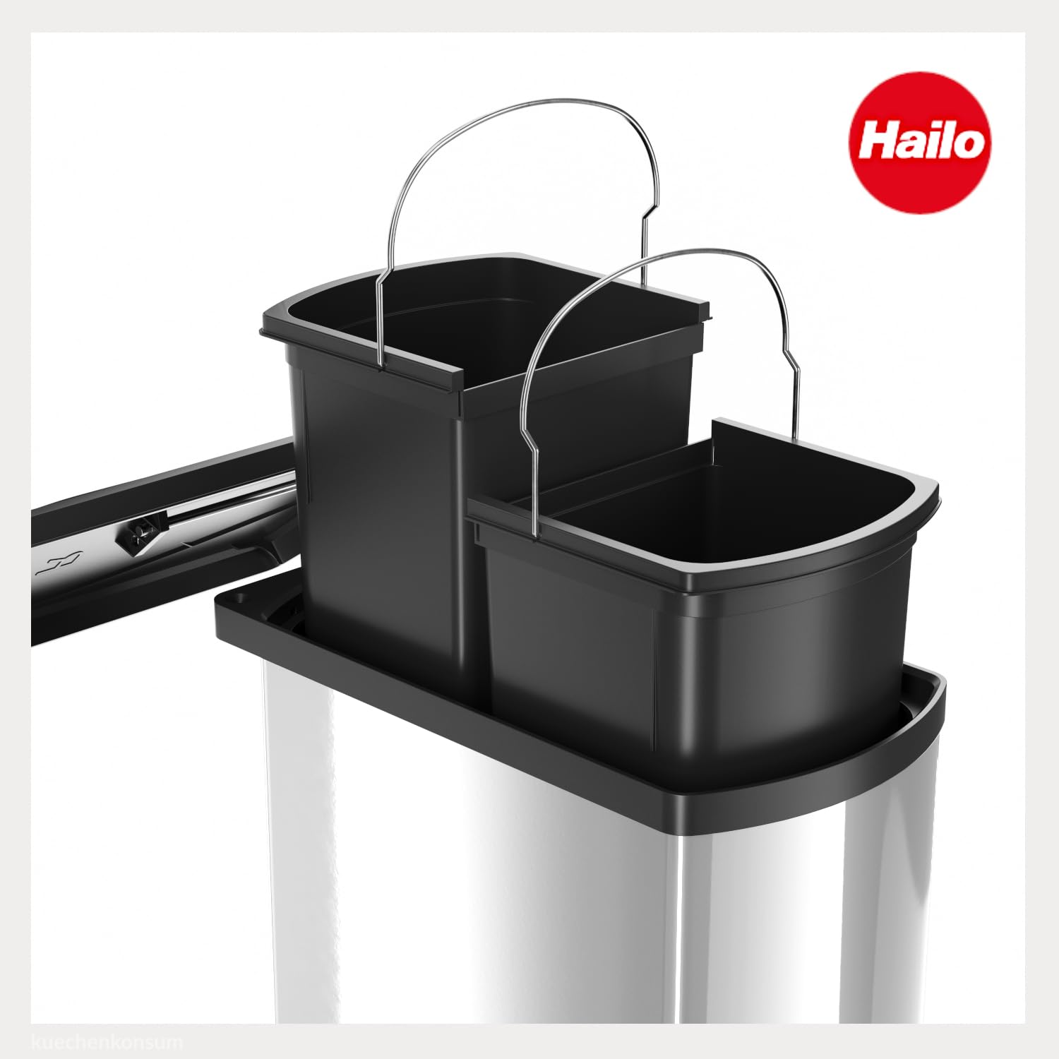 Hailo Afvalbak 3416901 | vuilnisemmer Duo 16 L draaibaar | inbouw-afvalemmer gepolijst wit | vanaf 45 cm kast met draaideur Hailo Afvalbak 3416901 | vuilnisemmer Duo 16 L draaibaar | inbouw-afvalemmer gepolijst wit | vanaf 45 cm kast met draaideur