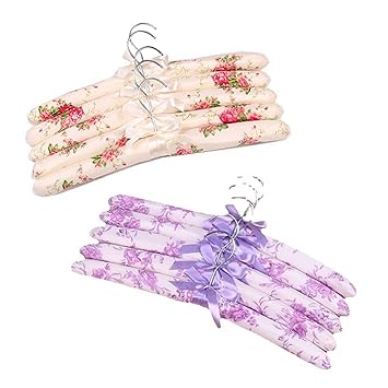10PCS Clothes Hangers Printed Bow Padded Hanger Thickened Non-Slip Wedding Dress Hanger for Closet Bedroom (10)