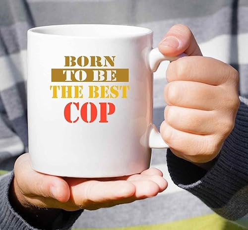 Miniatura 6 de Police-themed Gift, Perfect for Mother's Appreciation Day - Born To Be the Cop, Funny Quote on Large 11 Oz White Ceramic Coffee Mug