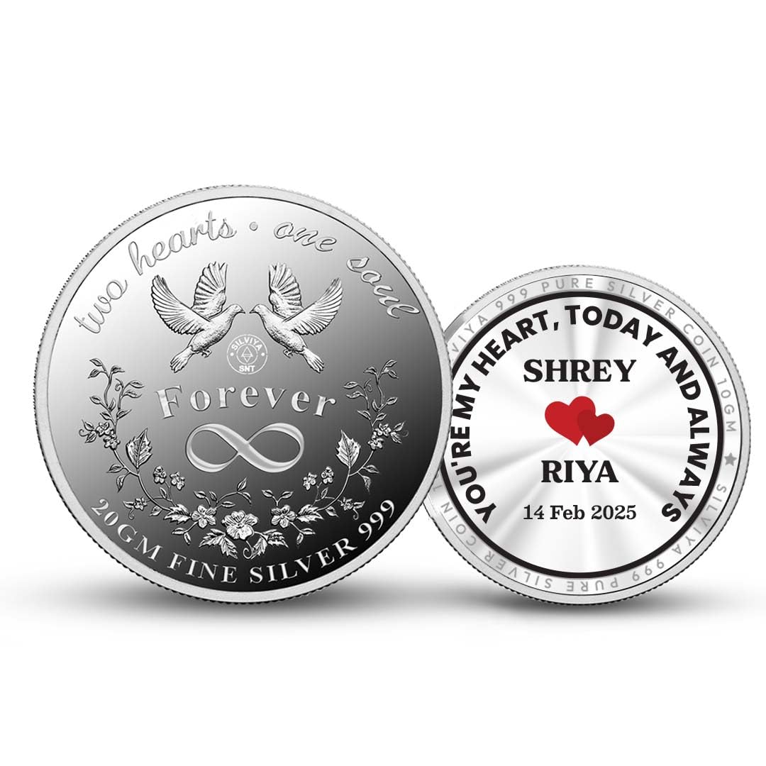 Silviya BIS Hallmarked Personalized "Forever" Couples 999 Pure Silver Coin (10g, 20g) - Round Shape - Romantic Gift for Hi... - Review, Price and Buying Guide
