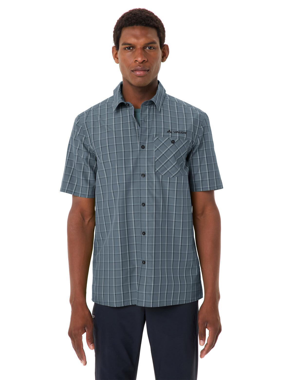 VAUDE Albsteig Shirt III – Herrenhemd aus Lyocell mit UPF 50, Kurzarm-Hemd schnelltrocknend und kühlend, 147 g – ideal zum Wandern – Heron, Größe: L | Herrenhemd aus Lyocell mit UPF 50 – Kurzarm-Hemd schnelltrocknend und kühlend – 147 g – ideal zum Wand
