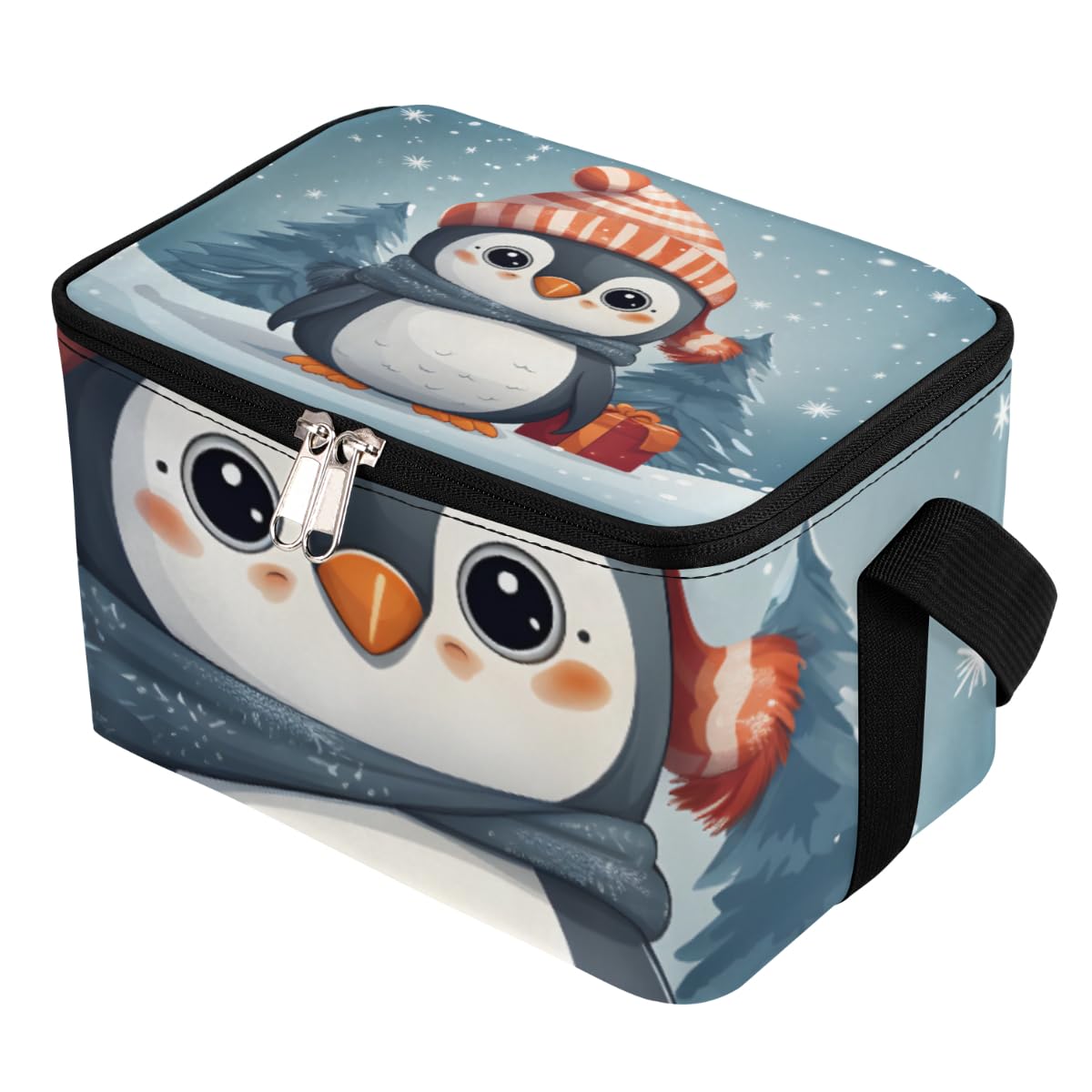 Lunch Bags for Women Men 9 Cans,Winter Penguin Hot & Cold Food Delivery Bag Insulated Grocery Bag Insulated Lunch Box Animal Cooler Bag for Office Work Picnic Beach