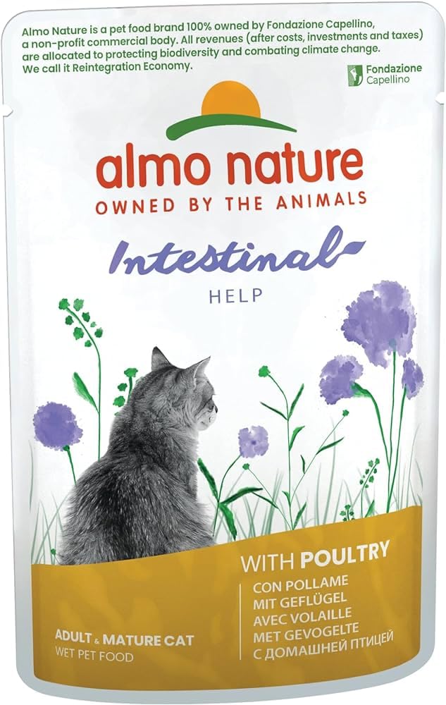 Almo Nature Functional - Intestinal Help - Nassfutter für Erwachsene und reife Katzen mit empfindlichem Darm - mit Geflügel - Unterstützung für das Mikrobiom - 70 g (Packung mit 30)