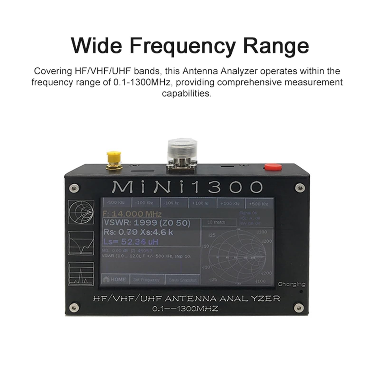 Spektrumanalysator, Mini1300 0,1-1300 MHz HF VHF UHF Antennenanalysator Vektornetzwerkanalysator SWR-Meter Frequenz-Sweep RF-Radio-Multimeter