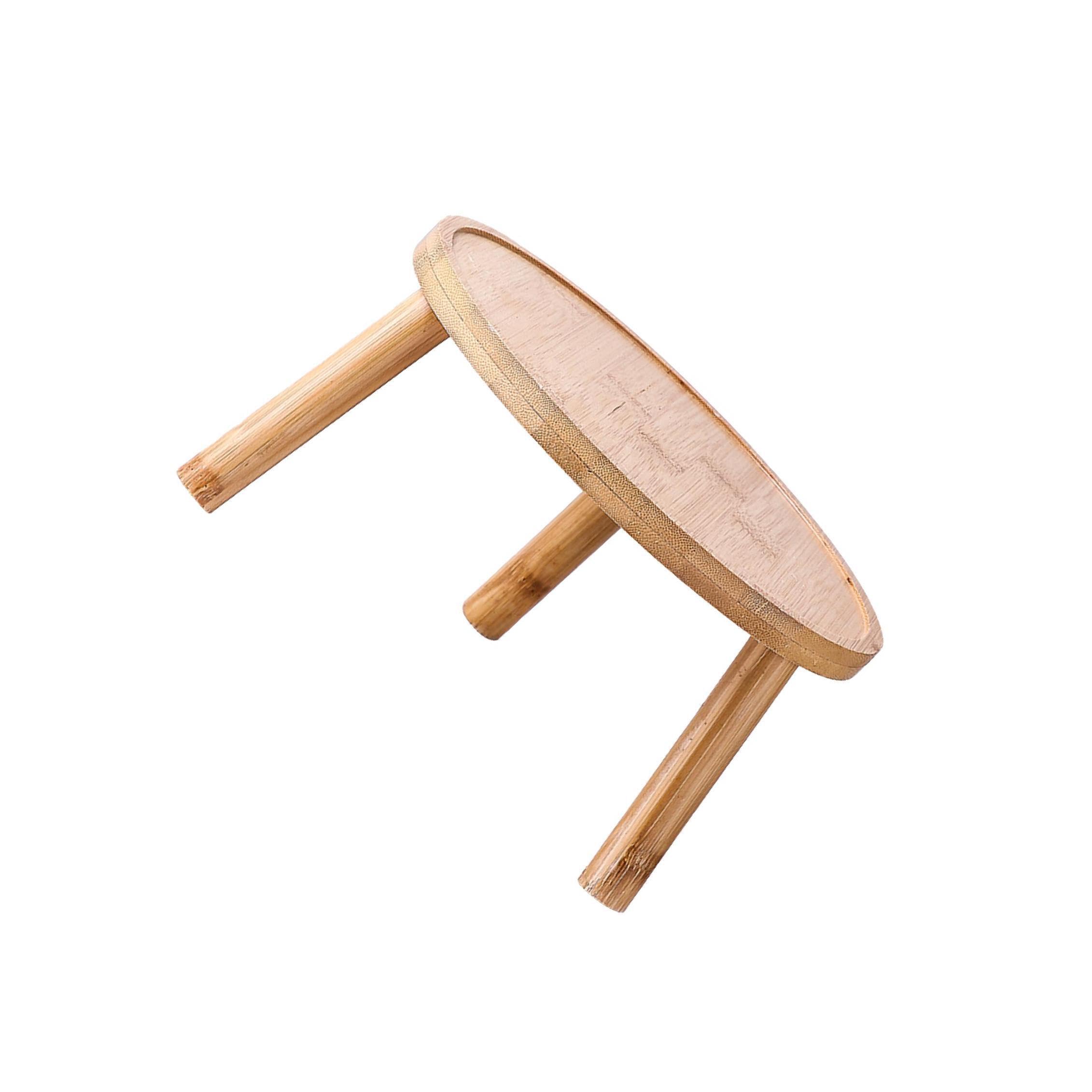 LIXSAZSE Versatile Flowerpot Stand Mini Wooden Stool Stylish Indoor Outdoor Plant Organization And Display Unique Round Stool Shaped Flowerpot Rack Plant Pot , Wood Color , 14x9.5cm