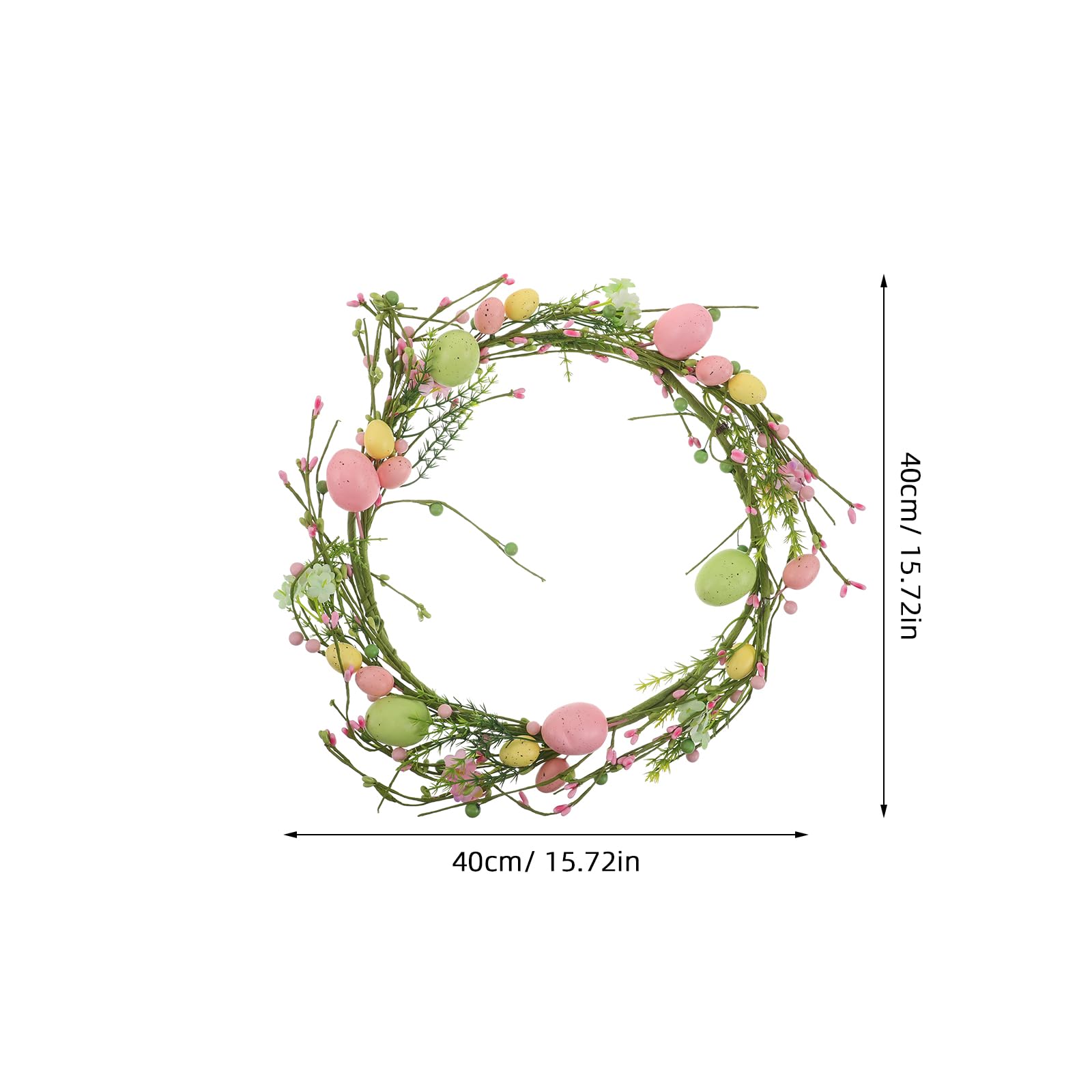 Didiseaon Ghirlanda di Uova di Pasqua Artificiali con Bacche Realistiche, Decorazione Primaverile per Porta D’ingresso, Ghirlanda Pasquale Riutilizzabile per Casa, Negozi e Feste