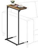 TUTOTAK C Shaped End Table, Tv Tray, Small Side Table, 28.7 inch Tall Couch Table, Tray Table, Sofa Table, Living Room, Bed Room, Brown TB01BB071