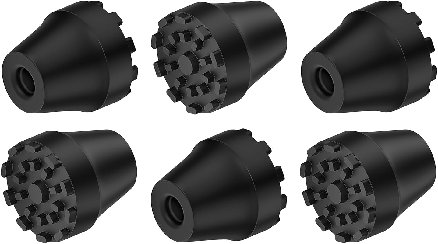 supregear Puntas de goma de repuesto para bastones de trekking y bastones para caminar, tapas negras antideslizantes que absorben los golpes,