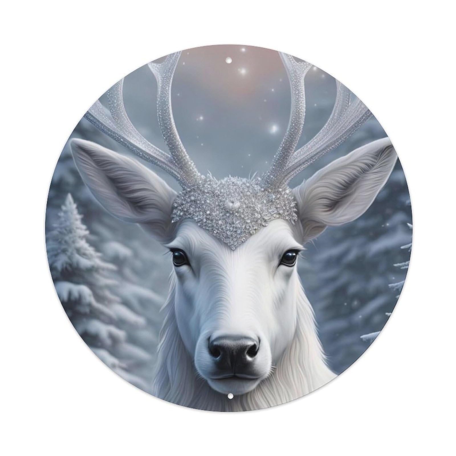Animal White Reindeer Metal Tin Sign