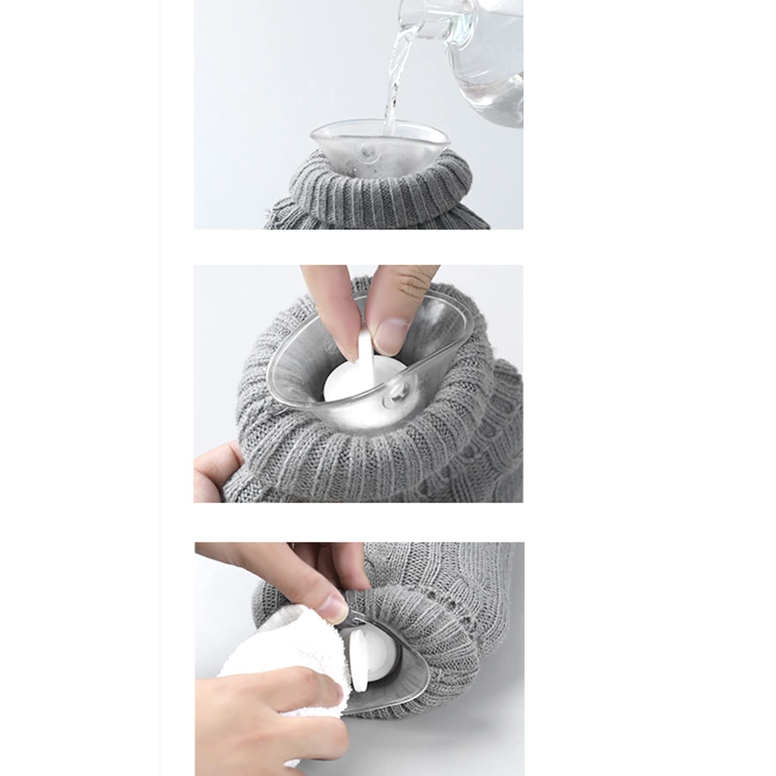 Botella de agua caliente grande CozyKnit con bolsa de seguridad: calidez y protección con estilo
