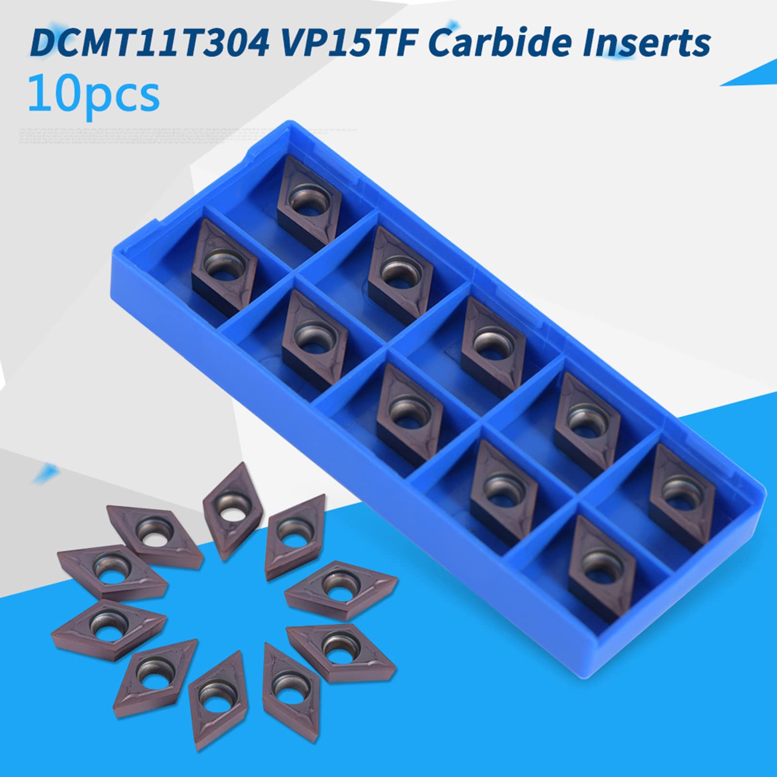 Inserts en Carbure 10 Pièces DCMT11T304 VP15TF CNC Pointes en Carbure Insère la Lame Cutter Tour Outil de Tournage avec Boîte