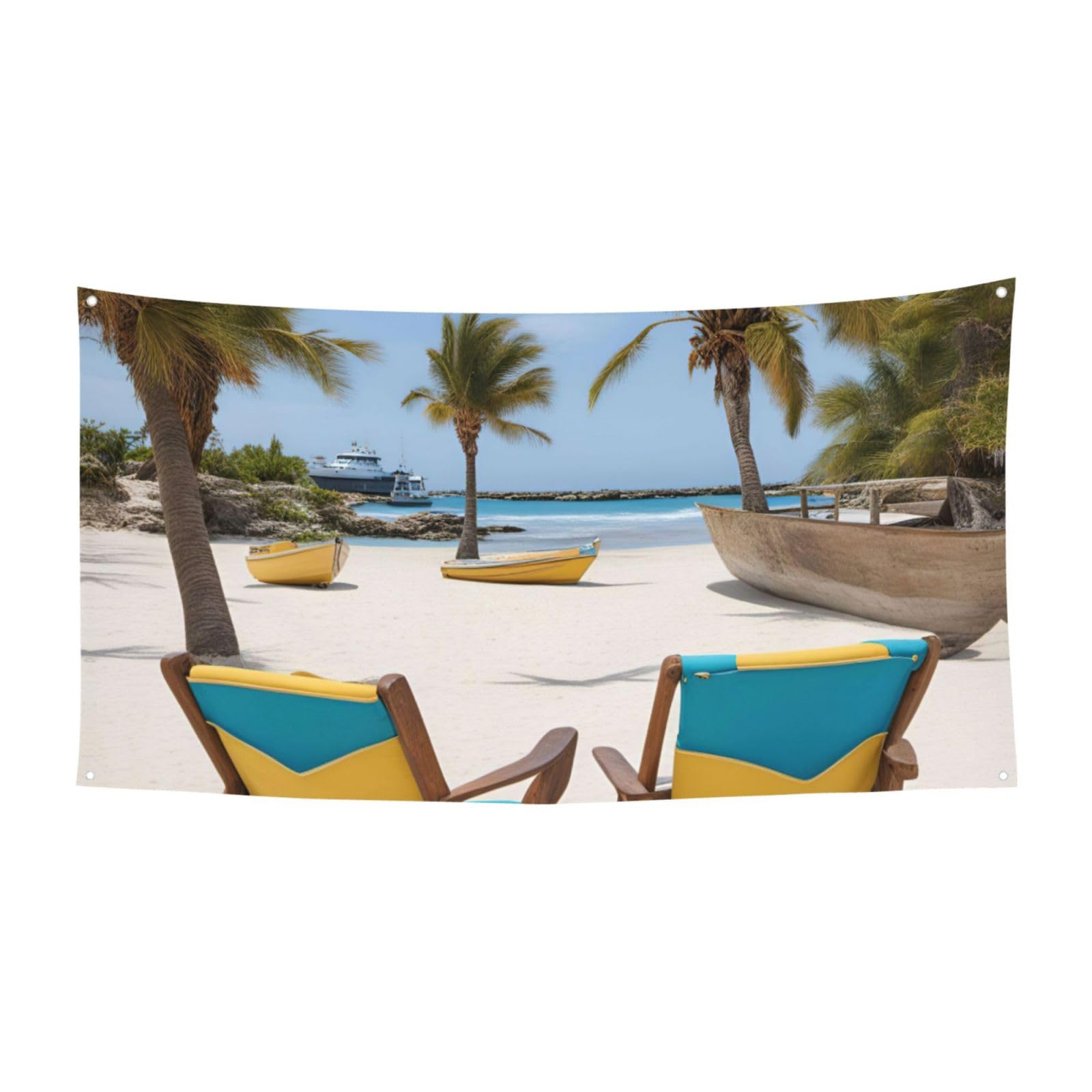 Beach Palm Tree Chairs Boats Personalized Party Banners-Vibrant Halloween Banners For Outdoor Party Decorations