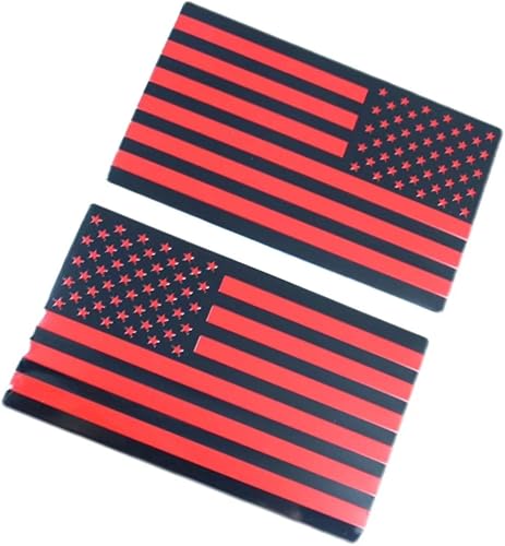 Miniatura 5 de YUGEYE Calcomanías de metal 3D en relieve con emblema de la bandera estadounidense (1 par), negro mate (5 x 3 pulgadas), calcomanías patrióticas de