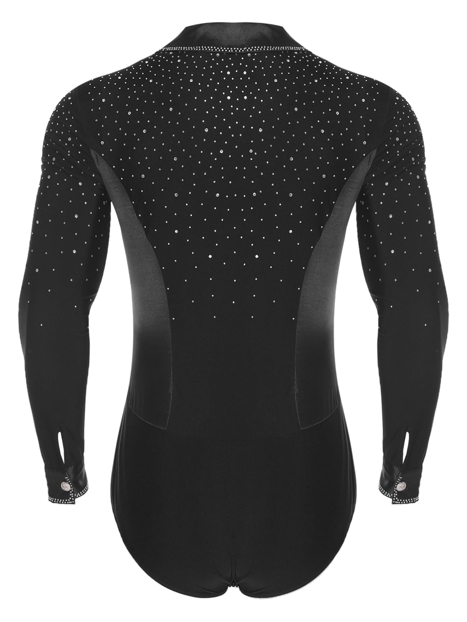 Freebily Maillot De Danza Latina Rumba para Hombre Body De Manga Larga con Cuello En V Leotardo De Gimnasia