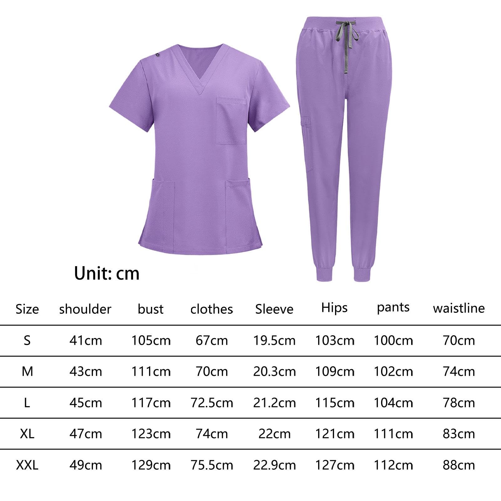 Berufsbekleidung Arbeitsanzug Als Kasack Und Hose Set für Damen in Der Medizin Aus Leichtem Polyester mit Kurzarm Und Mehreren Taschen für Gesund, lila, xL