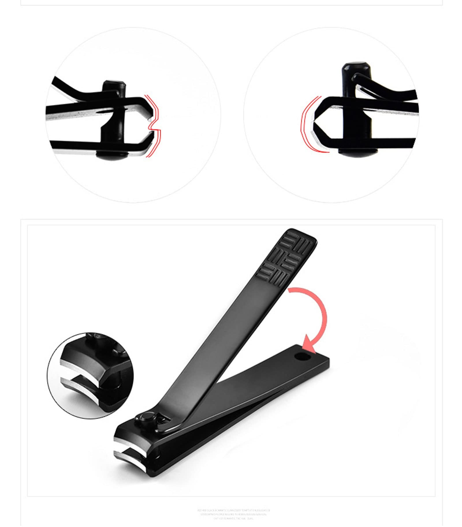 Tagliaunghie in acciaio inox tagliaunghie tagliaunghie professionale tagliaunghie tagliaunghie di alta qualità strumento per unghie (nero, piccolo)