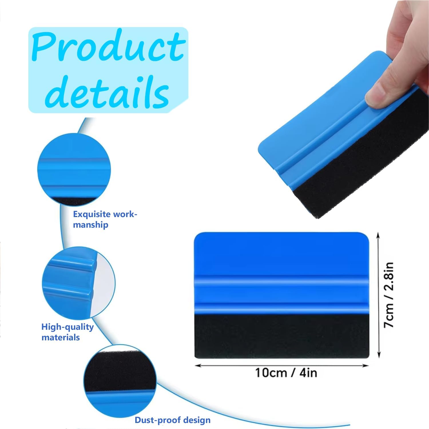 4 Inch Vinyl Squeegee 12 Pack - Car Wrap Tool with Felt Edge for Window Tinting, Decals, Wallpaper - Scratch-Free Applicator for Vinyl Film, Bubble Removal, Curved & Flat Surfaces