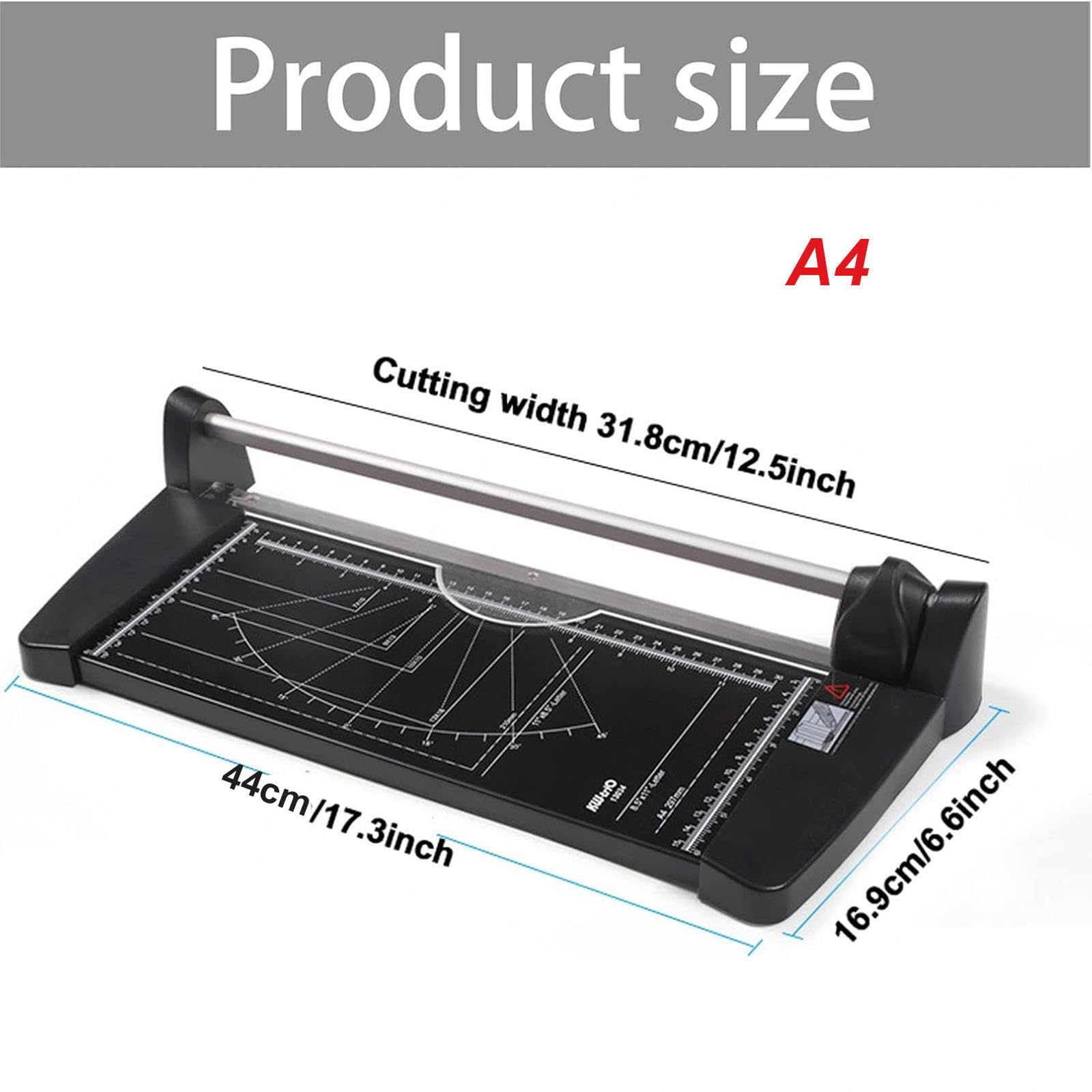 Taglierina rotativa per Carta, Formato A4/A3, Base in Metallo per Uso intensivo, capacità 10 Fogli per cartoncino e Fogli per plastificazione.