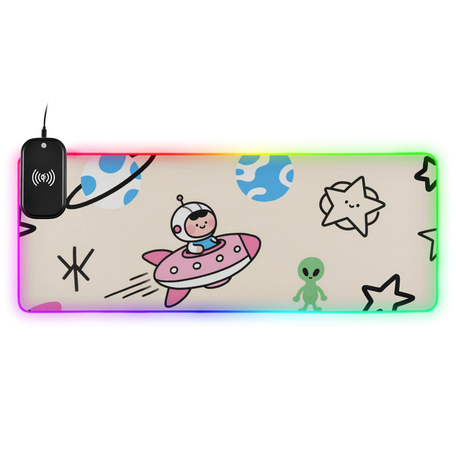 Tapis de souris de jeu fusée beige protège bureau géant