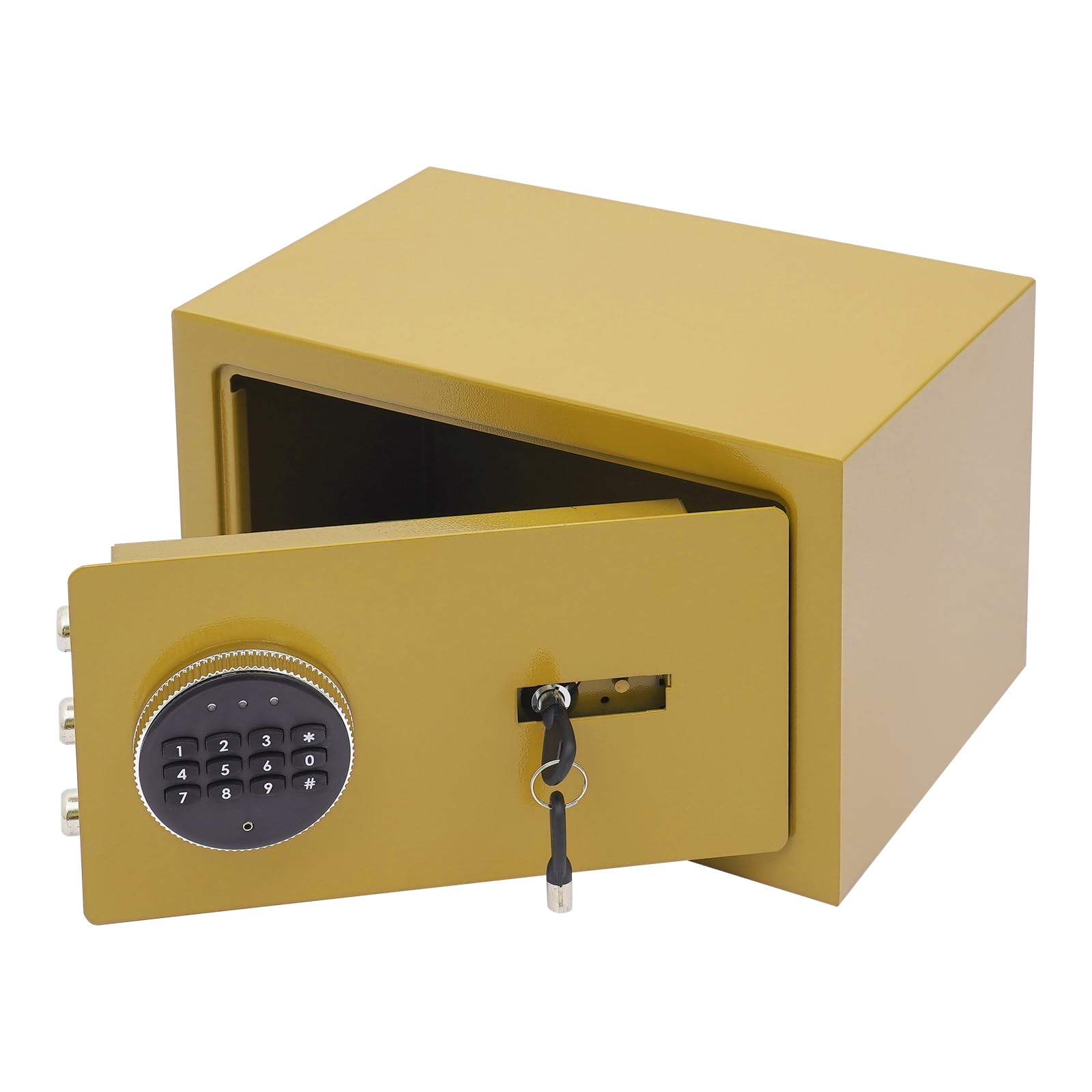 Cassaforte Elettronico Digitale, Cassaforte in Acciaio, Serratura Digitale e 2 Chiavi, Allarme Intelligente, Parete e Posabile per Gioielli, Argento e Documenti (Oro)