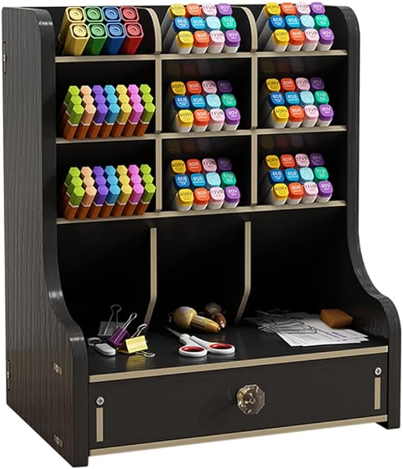 Updated Desk Organiser with Drawer Wooden Desk Tidy Caddy Office