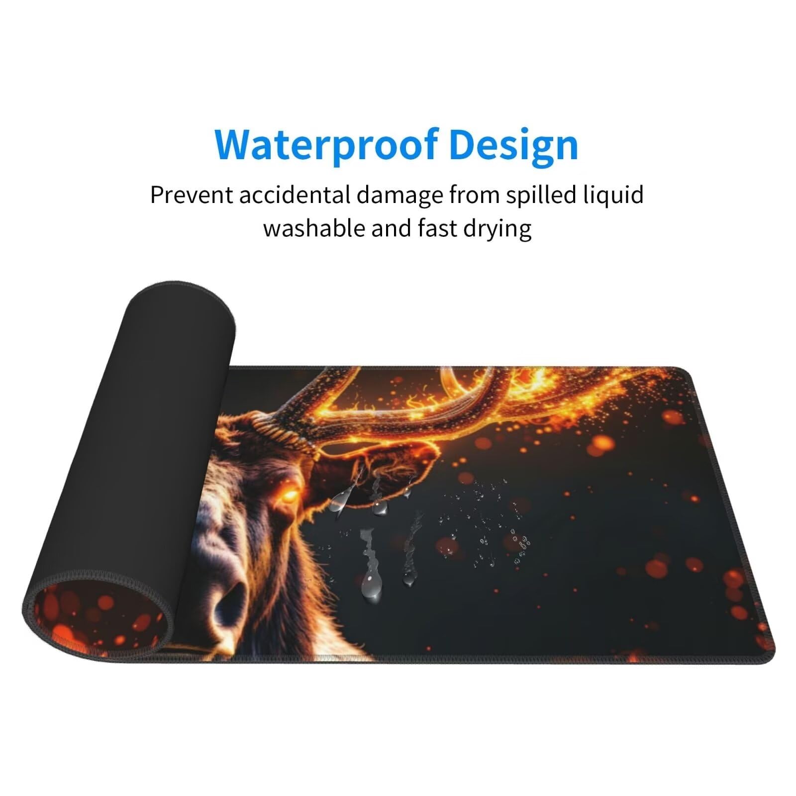 Alfombrilla de ratón para Juegos 1500x800x3mm, Alfombrilla de ratón Lavable, Alfombrilla de ratón de sobremesa para portátil, Alfombrilla de ratón Ciervo Gigante con Base de Goma Antideslizante T-391