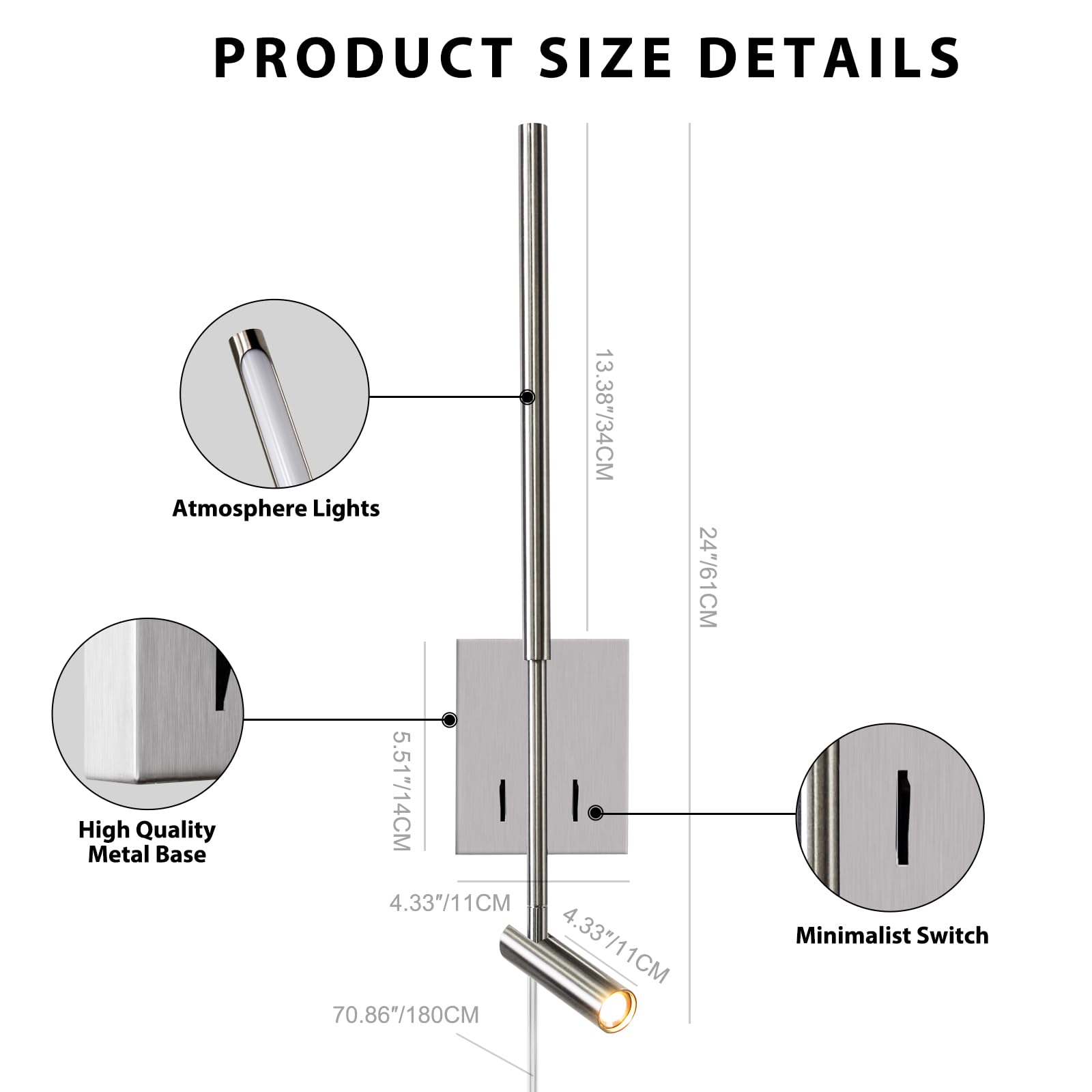 Set Of 2 Modern Wall Sconces Lamps For Bedroom, Living Room
