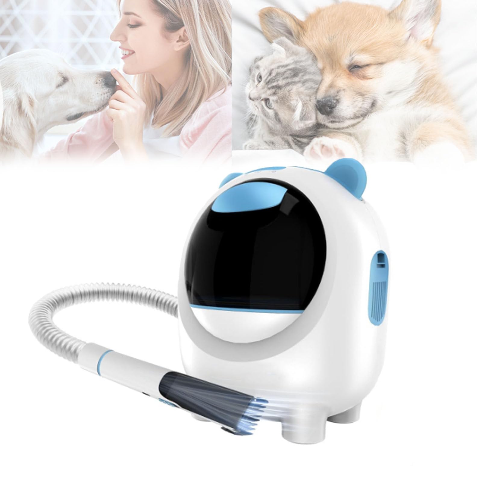 Aspiradora De Pelo Para Perros, Cepillo De Aspiradora Para Perros Para Mudar El Cuidado, Tres Niveles Ajustables, Viene Con Cinco Cabezales De Cepillo, Recogida De Succión Al Vacío De 9000 Pa