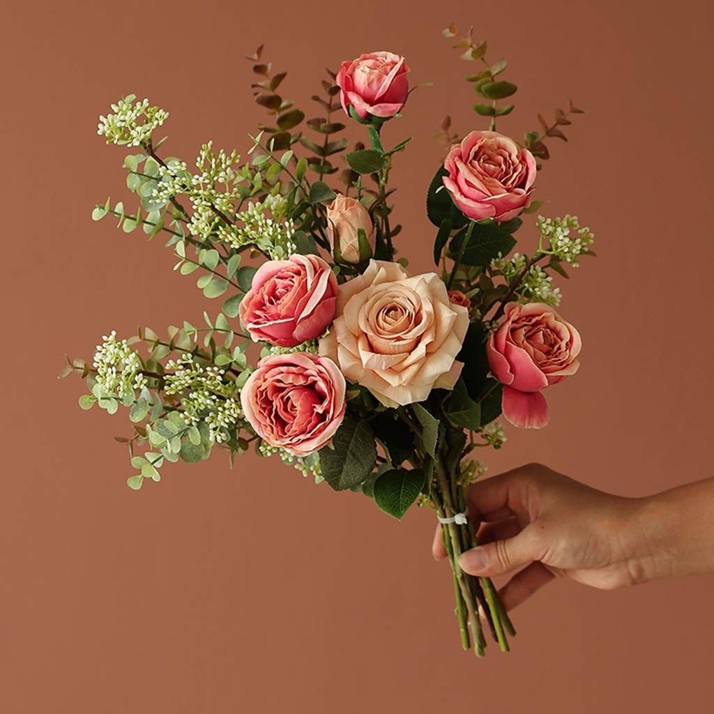 YYDS Set di vasi di fiori artificiali con vaso di vetro Set di fiori finti piante mazzi di fiori finti per la casa/camera da letto/salotto/sala da pranzo decorazione fiori artificiali