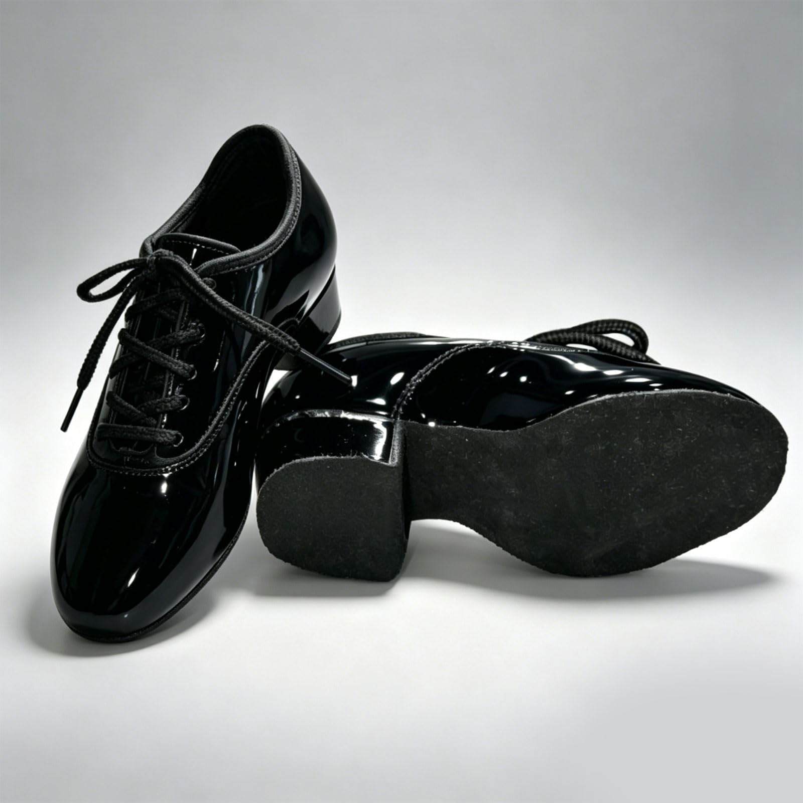 2 Ciondoli Per Scarpe Da Ballo In Pelle Verniciata Nera Da