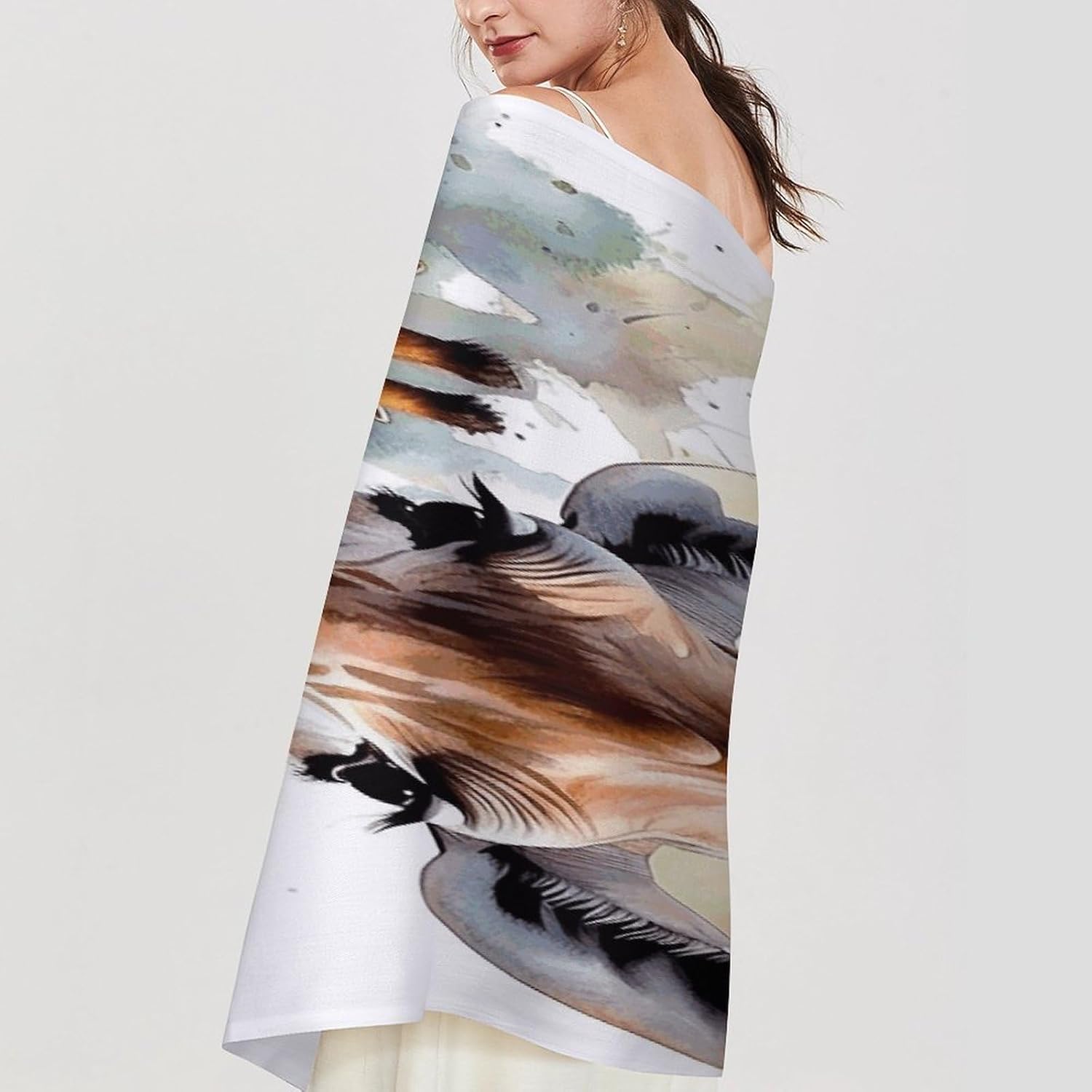 Watercolor Deer Giraffe Winter Scarf for Women Soft Tassel Scarves Oversized Wraps Long Shawl Cold Weather Thick Blanket Scarfs