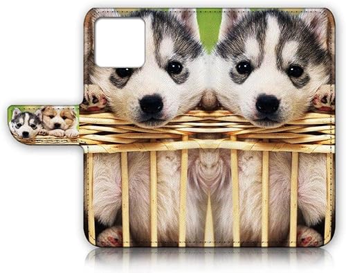 Miniatura 2 de AD005 - Funda para iPhone 13, diseño artístico tipo billetera con tapa, protección de cuerpo completo para gato, perro, cachorro, gatito, AD005