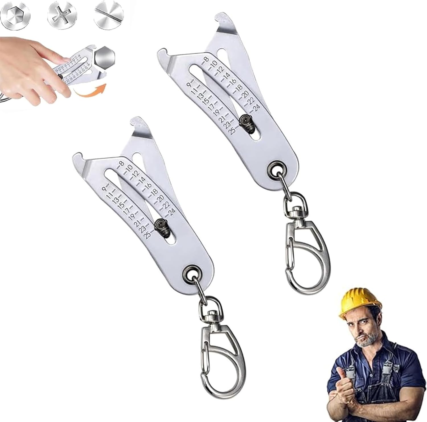 Bolt Head Size Finder, Bolt Size Finder Keychain, Bolt Head Size Finder